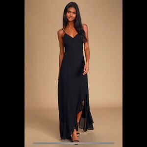 NWT Lulus Ada Black Lace-Up Maxi Dress